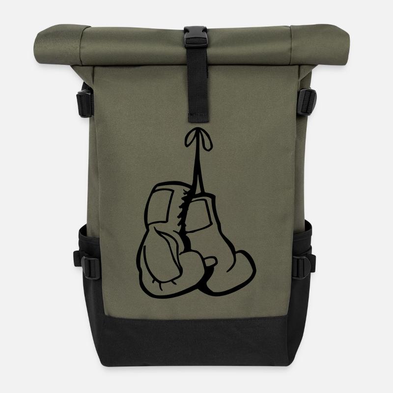 boxing gloves - box handschuhe - Rolltop Rucksack - Olive/Schwarz