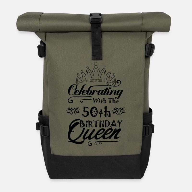 Celebrating With The 50th Birthday Queen - Roll Top Backpack - olive/black