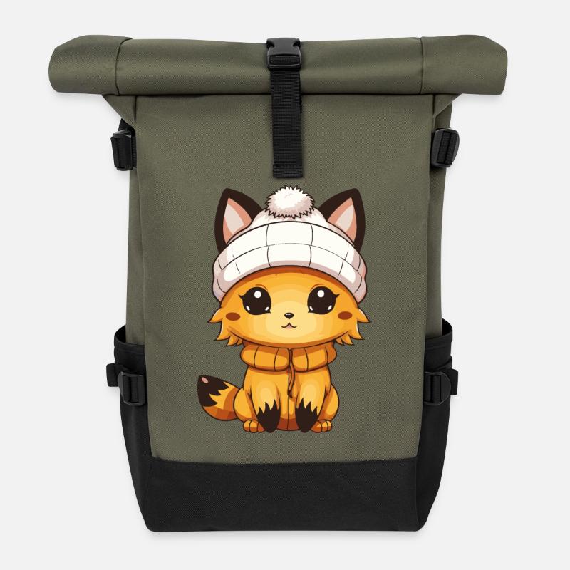 Fuchs Comic - Rolltop Rucksack - Olive/Schwarz