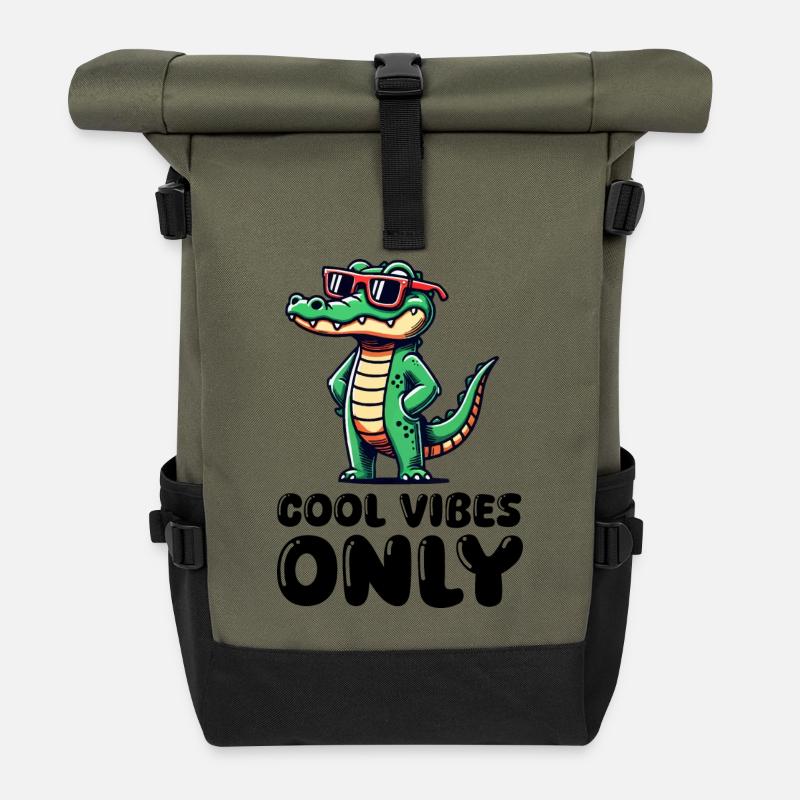 Crocodile Cool - Sac à dos roll top - olive/noir