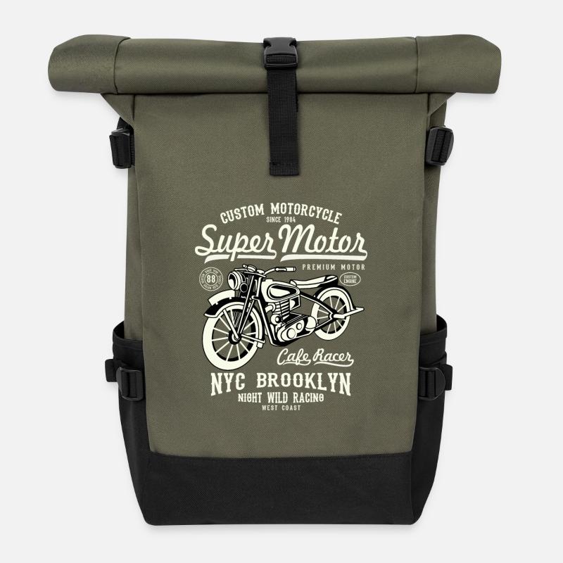 Super Motors - Roll Top Backpack - olive/black