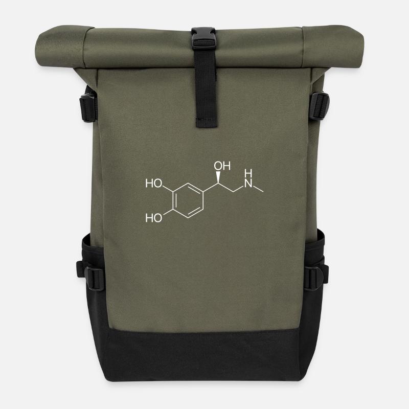 Adrenalin Molekül - weiß - Rolltop Rucksack - Olive/Schwarz
