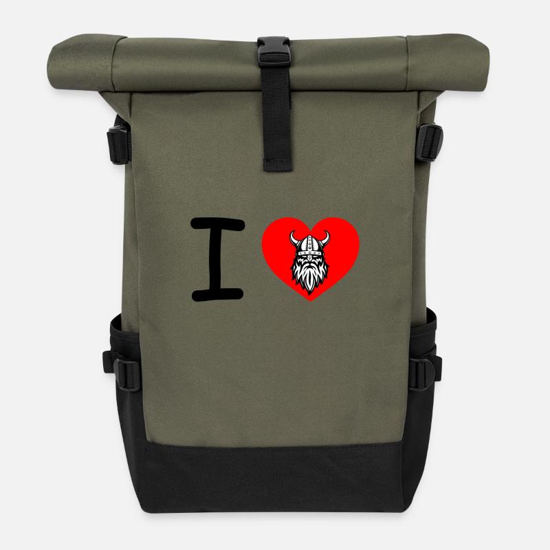 Wikinger Bekleidung - Rolltop Rucksack - Olive/Schwarz