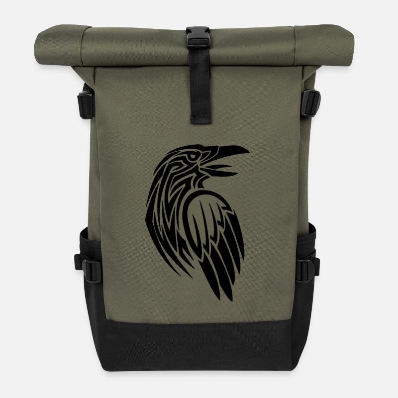 Corbeau viking - Sac à dos roll top - olive/noir