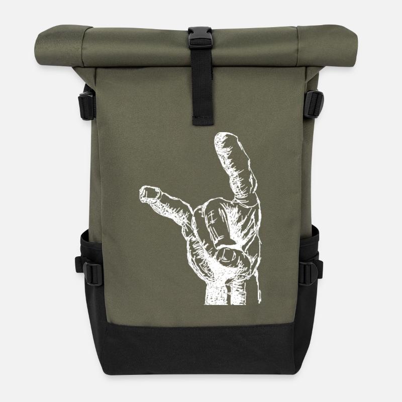 La main de Headbanger - Sac à dos roll top - olive/noir