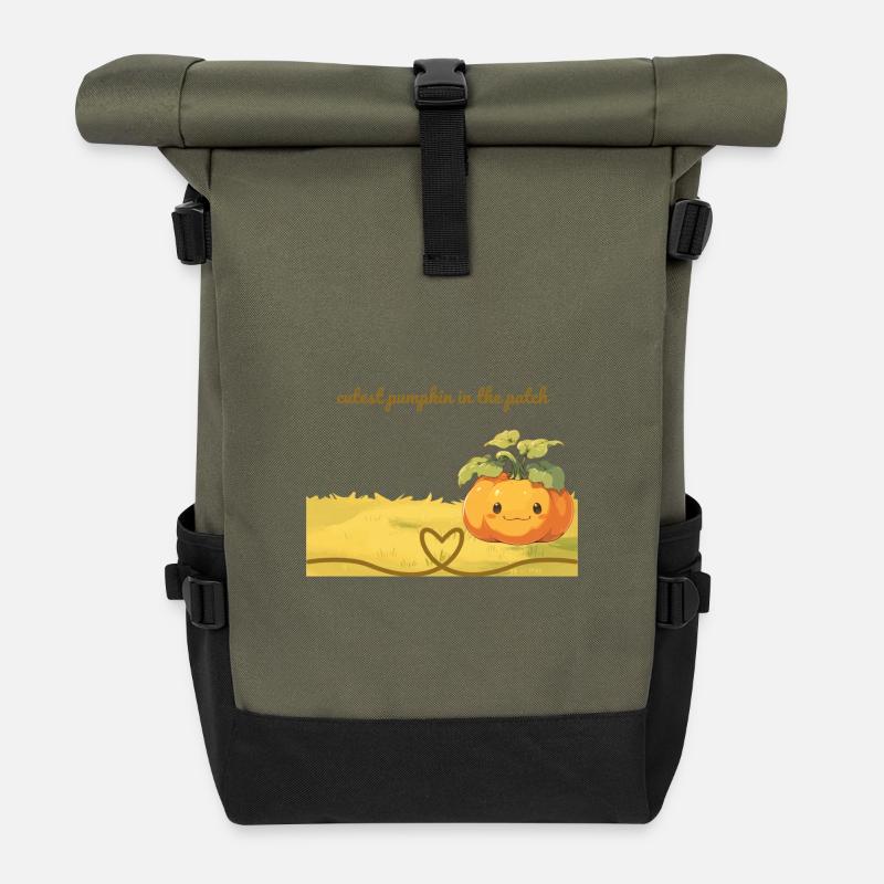 Kürbisliebe im Feld - cutest pumkin in the patch - Roll Top Backpack - olive/black