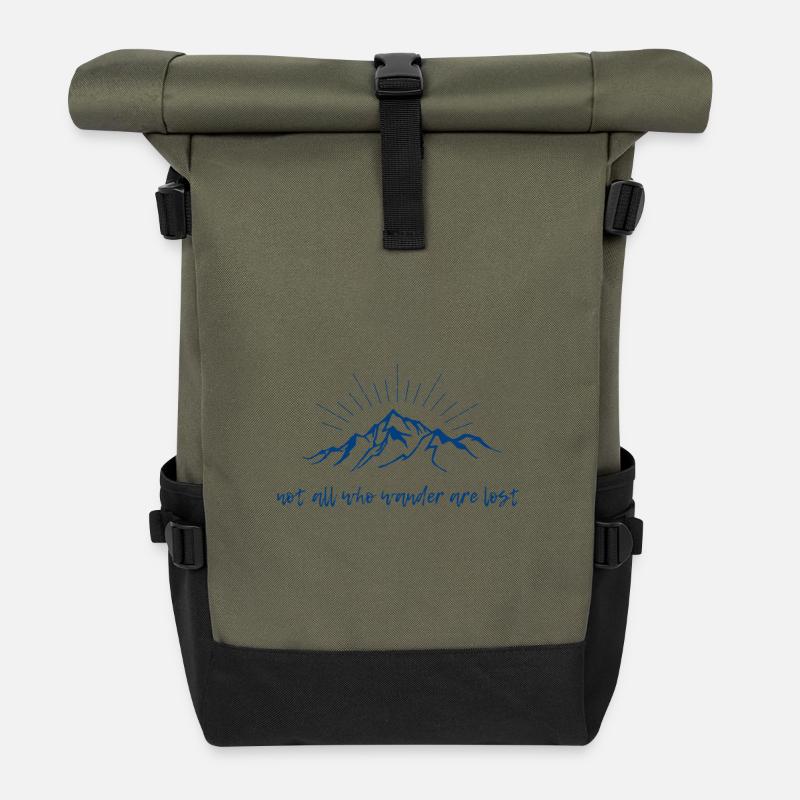 Not all who wander are lost - Roll Top Backpack - olive/black