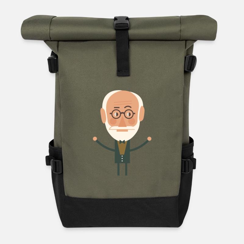 sigmund freud - Rolltop Rucksack - Olive/Schwarz