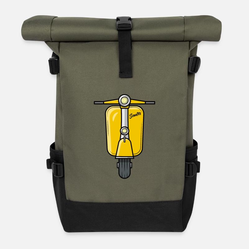 Scooter Scooter Scooter yellow - Roll Top Backpack - olive/black
