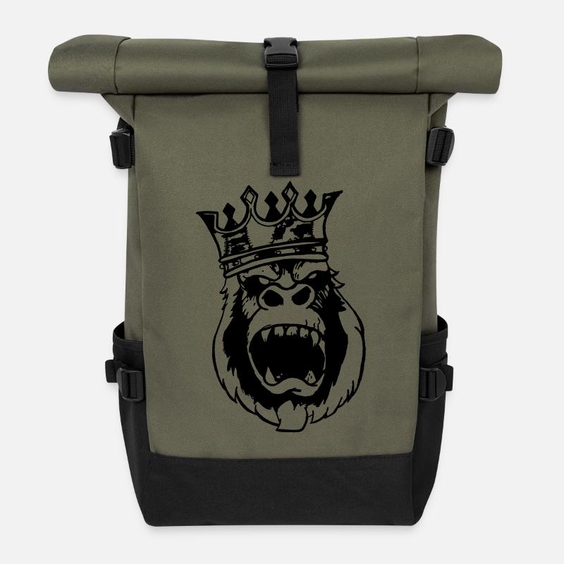 König des Dschungels - Rolltop Rucksack - Olive/Schwarz