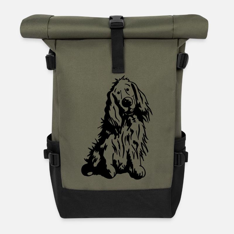 Verträumter Cocker Spaniel - Rolltop Rucksack - Olive/Schwarz