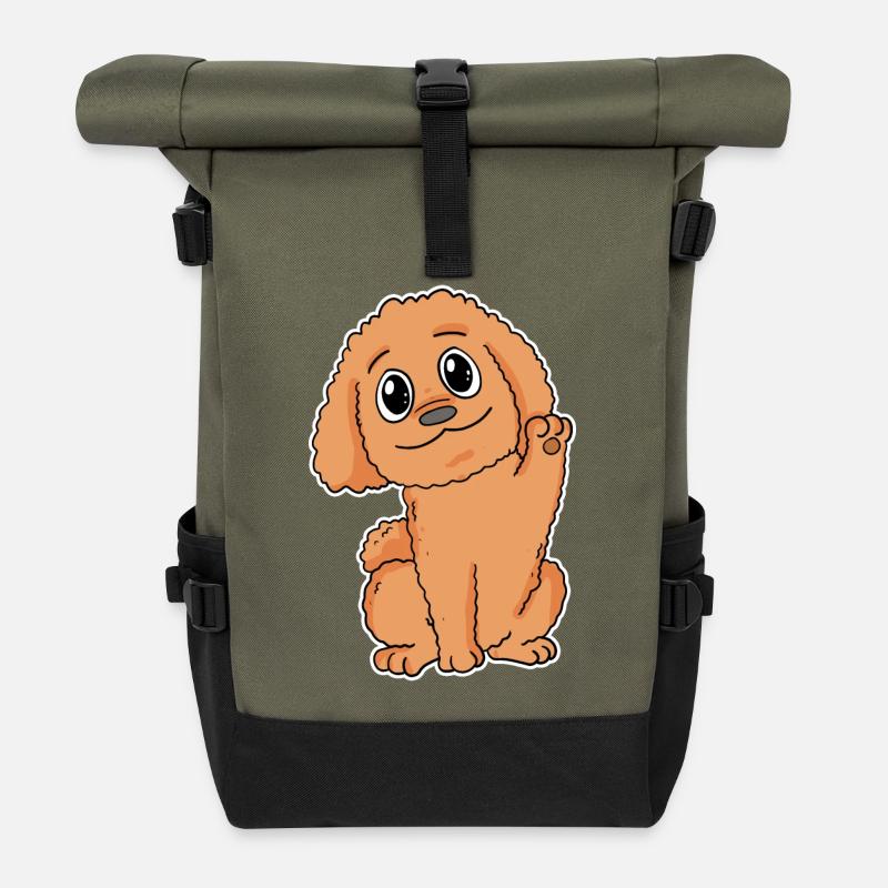 Pudel Hunderasse Hund Hunde - Rolltop Rucksack - Olive/Schwarz