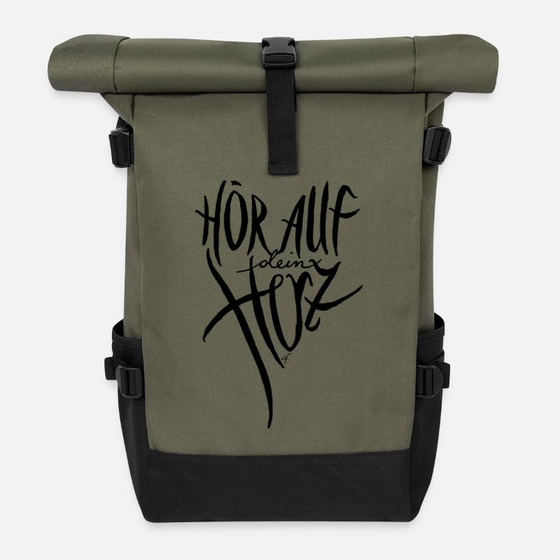 Écoutez votre cœur - Sac à dos roll top - olive/noir