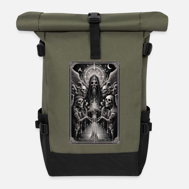 The Reaper and the Skeletons: Gothic Mysticism - Roll Top Backpack - olive/black