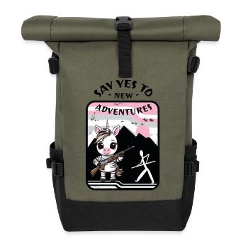 Zebra Unicorn - Roll Top Backpack - olive/black - Front