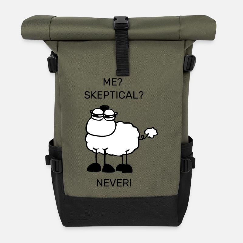 Skeptical sheep - Roll Top Backpack - olive/black