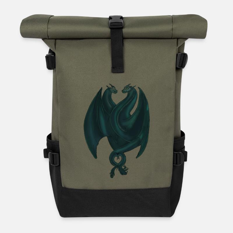 Dragon Love - Roll Top Backpack - olive/black