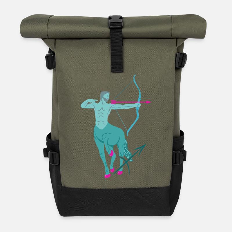 Signe du zodiaque Sagittaire - Sac à dos roll top - olive/noir