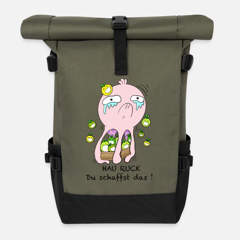 Hau Ruck! Du schaffst das! - Rolltop Rucksack - Olive/Schwarz