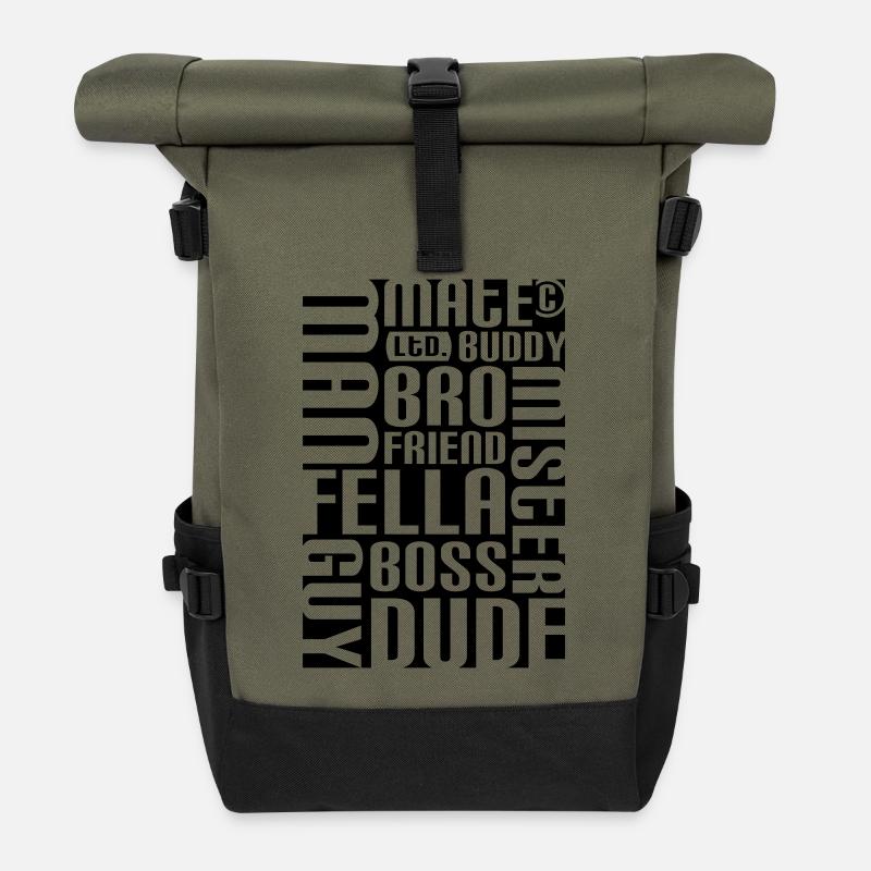 Friend, mate, dude - Rolltop Rucksack - Olive/Schwarz
