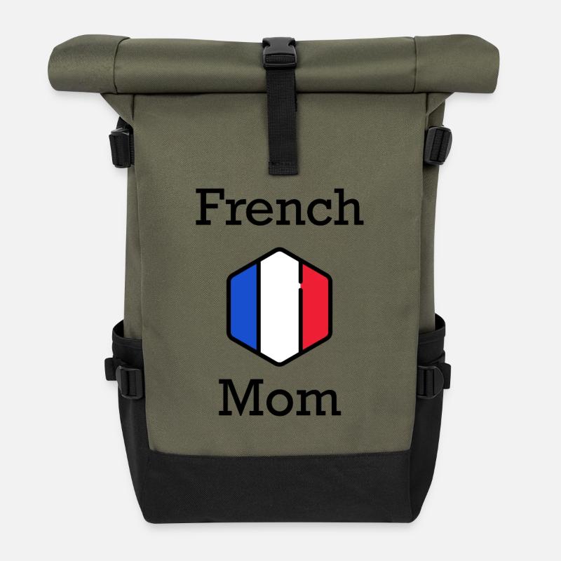 French mom - Roll Top Backpack - olive/black