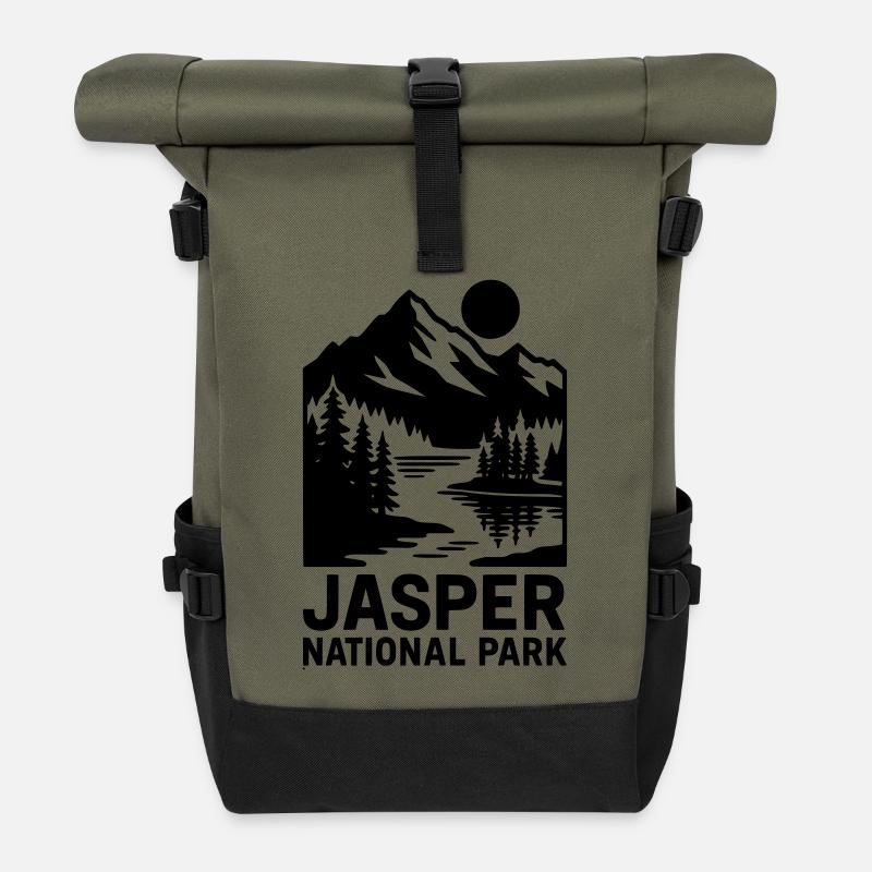 Jasper National Park - Roll Top Backpack - olive/black