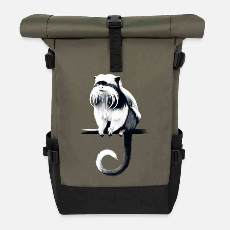 Emperor tamarin - Roll Top Backpack - olive/black