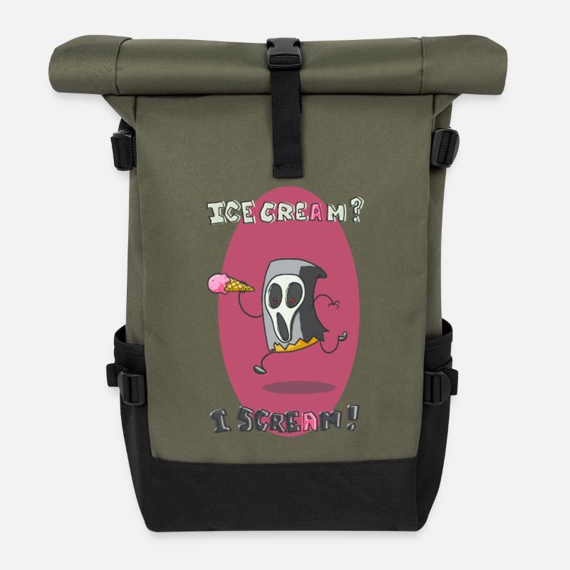 Eis? Ich schreie! - Rolltop Rucksack - Olive/Schwarz