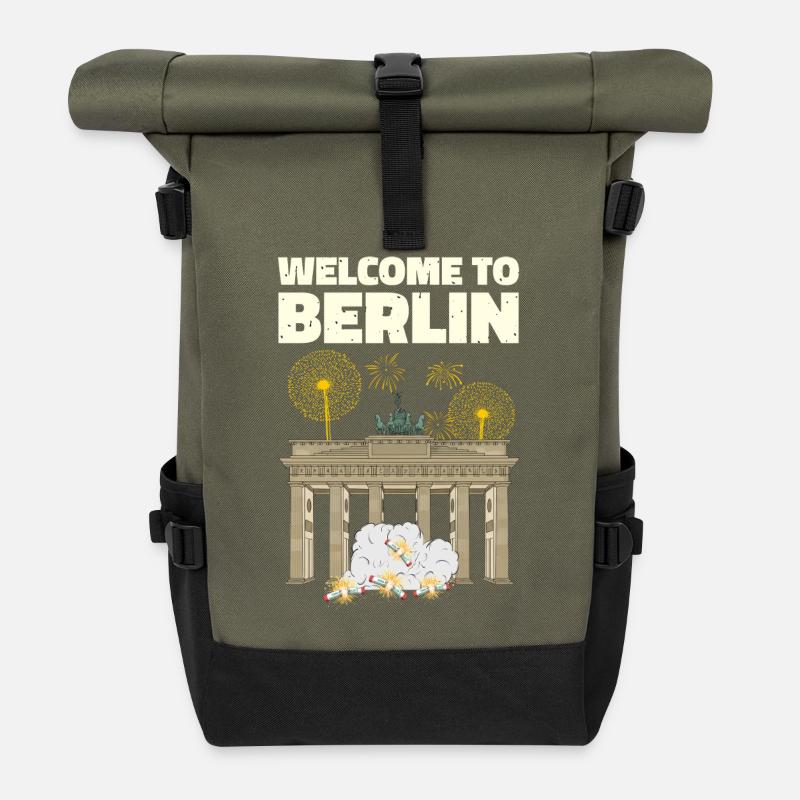 Welcome To Berlin Silvester - Rolltop Rucksack - Olive/Schwarz