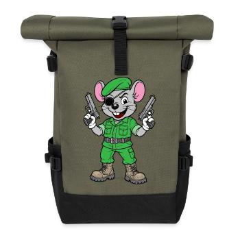 Bewaffneter Maus-Ranger - Rolltop Rucksack - Olive/Schwarz - Vorne