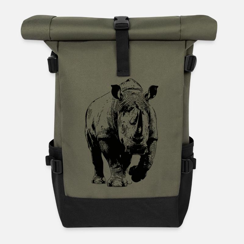 Rhinocéros - Sac à dos roll top - olive/noir
