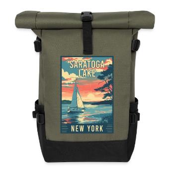 Explore Saratoga Lake In New York State - Roll Top Backpack - olive/black - Front