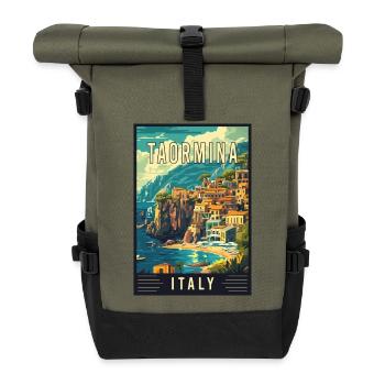 Explore Beauty of Taormina in Italy - Roll Top Backpack - olive/black - Front