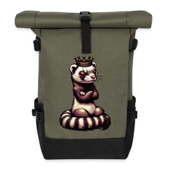 Frettchen Frettchenhalter Frettchenbesitzer - Rolltop Rucksack - Olive/Schwarz - Vorne