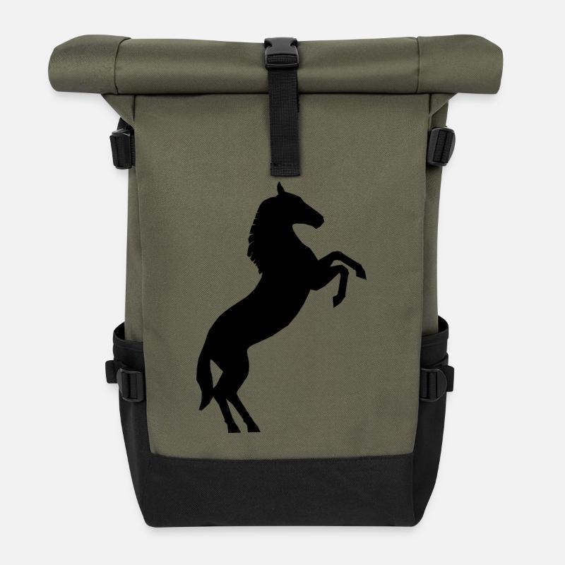Pferd - Rolltop Rucksack - Olive/Schwarz