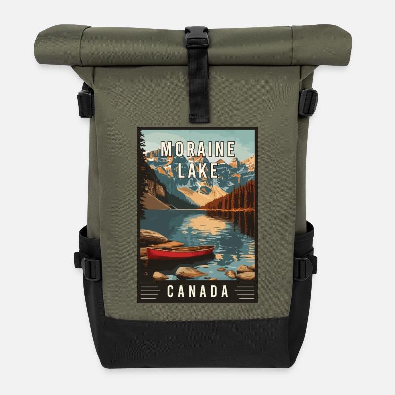 Discover Moraine Lake Canada Banff National Park - Roll Top Backpack - olive/black