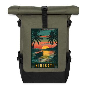 Erleben Sie das tropische Inselparadies Kiribati - Rolltop Rucksack - Olive/Schwarz - Vorne
