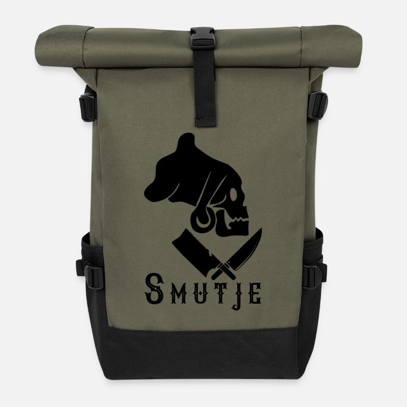 Smutje mit Schritzug - Rolltop Rucksack - Olive/Schwarz