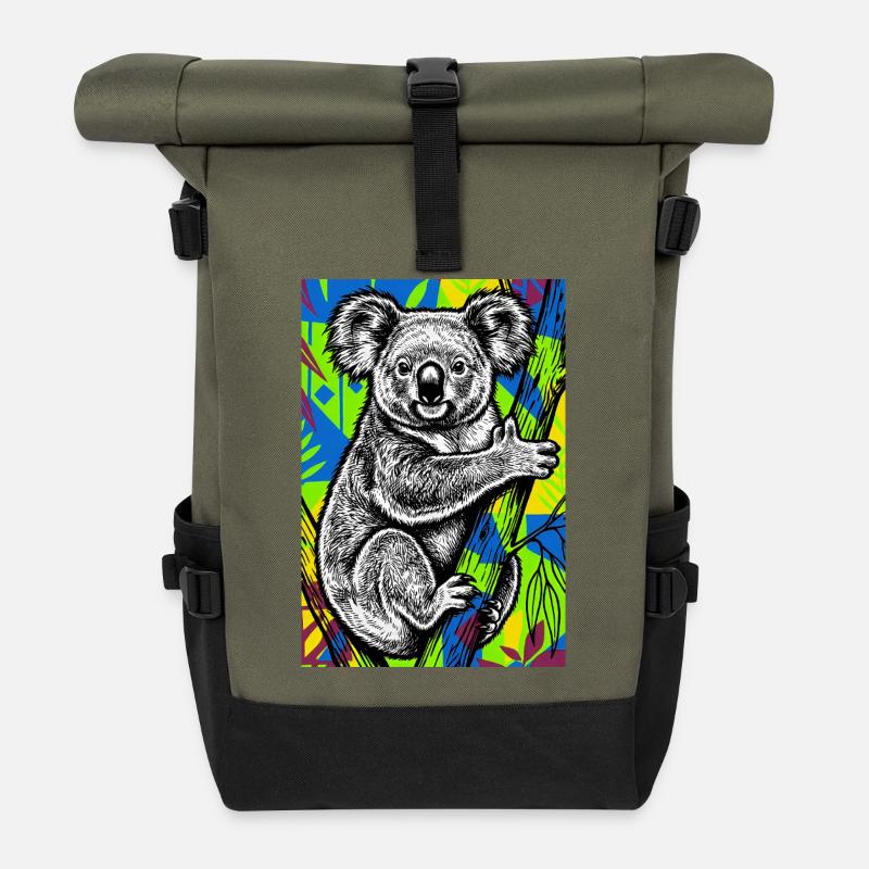 Koala - Sac à dos roll top - olive/noir