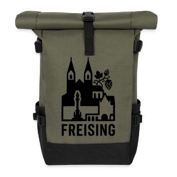 Freising Oberbayern Silhouette Wahrzeichen - Rolltop Rucksack - Olive/Schwarz - Vorne