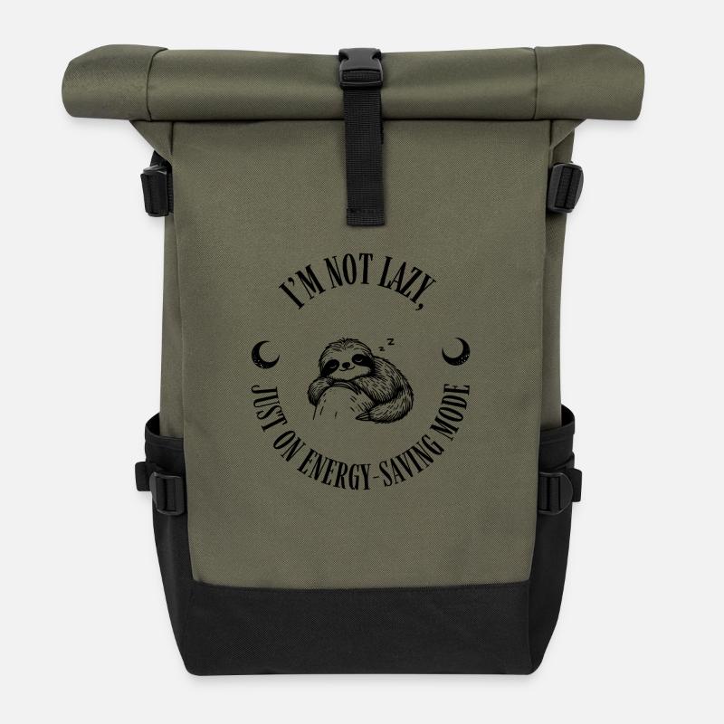 Sloth Mode - Roll Top Backpack - olive/black
