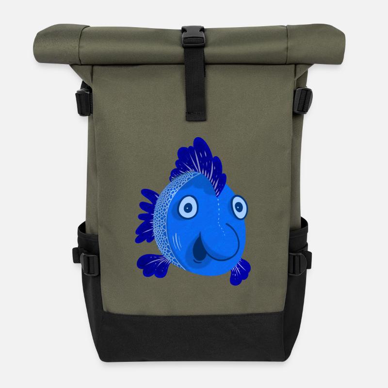 Blue Fish - Roll Top Backpack - olive/black