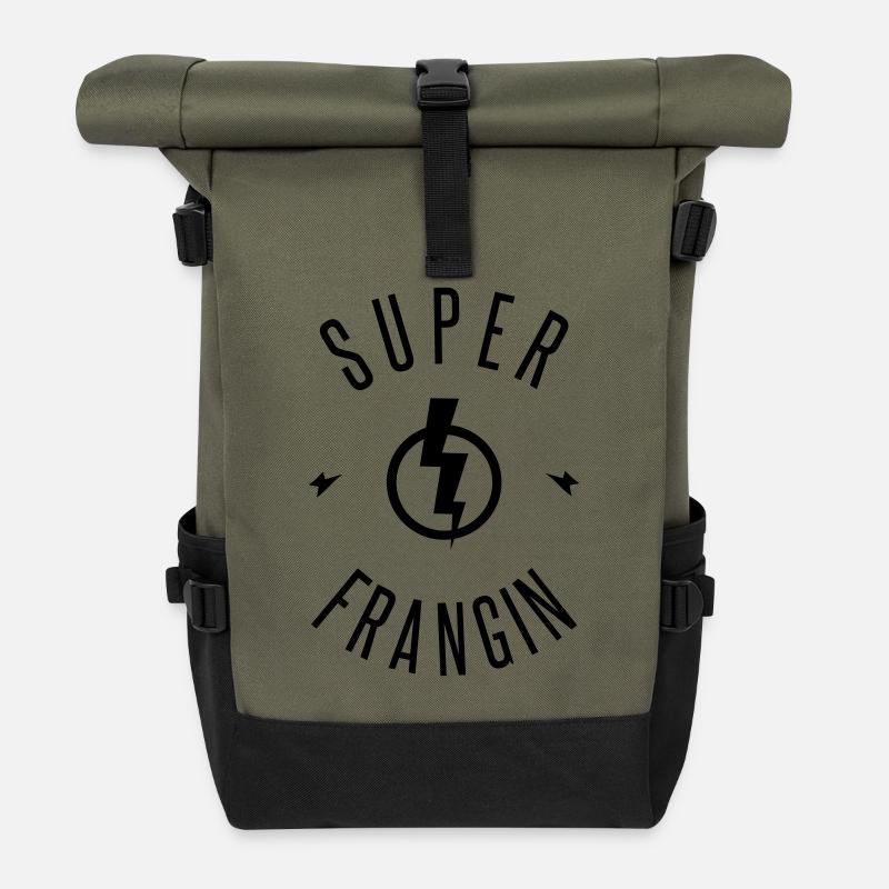 SUPER FRANGIN - Sac à dos roll top - olive/noir