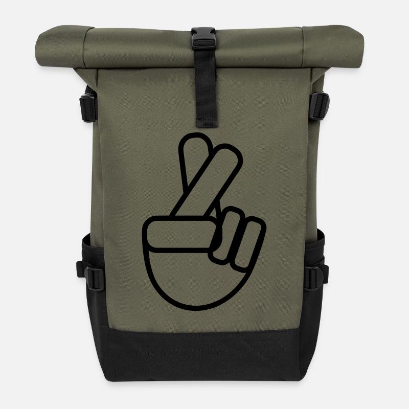 crossed fingers - Rolltop Rucksack - Olive/Schwarz