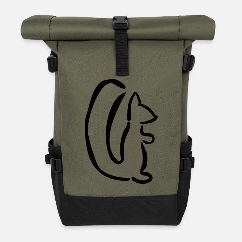 Eichhörnchen - Rolltop Rucksack - Olive/Schwarz
