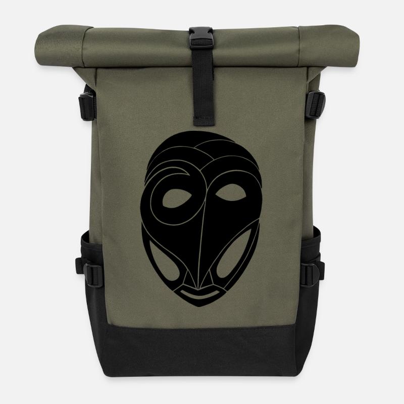 Maske Totem Fluch Pharao Mumie Dämon - Rolltop Rucksack - Olive/Schwarz