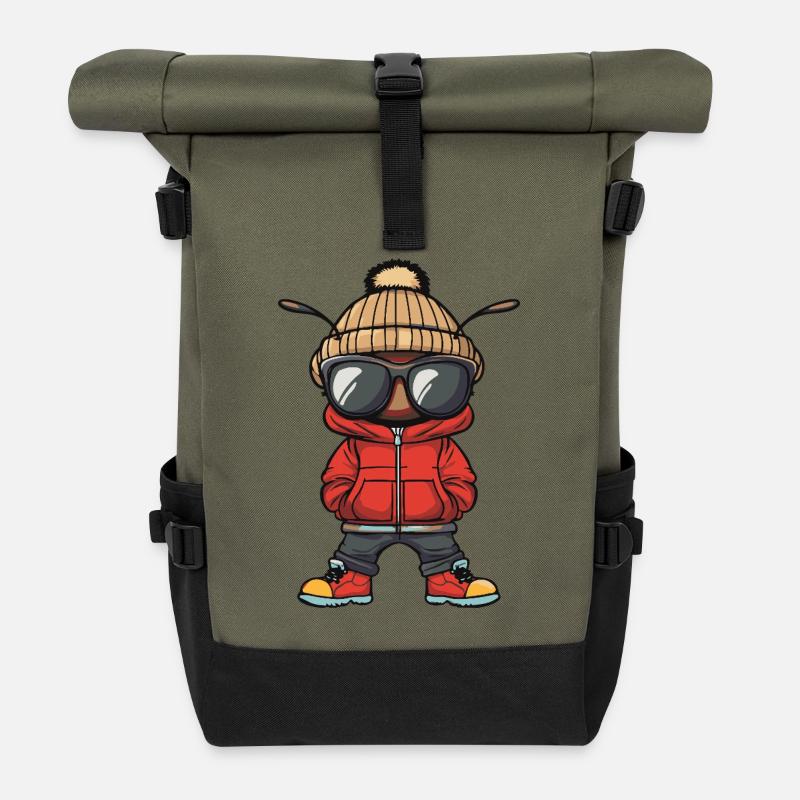 Ameise Cool Comic - Rolltop Rucksack - Olive/Schwarz