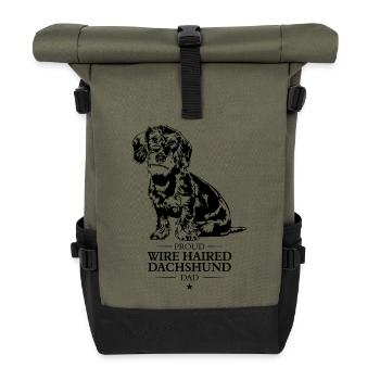 Wire Haired Dachshund Dad Rauhaardackel Wilsigns - Rolltop Rucksack - Olive/Schwarz - Vorne