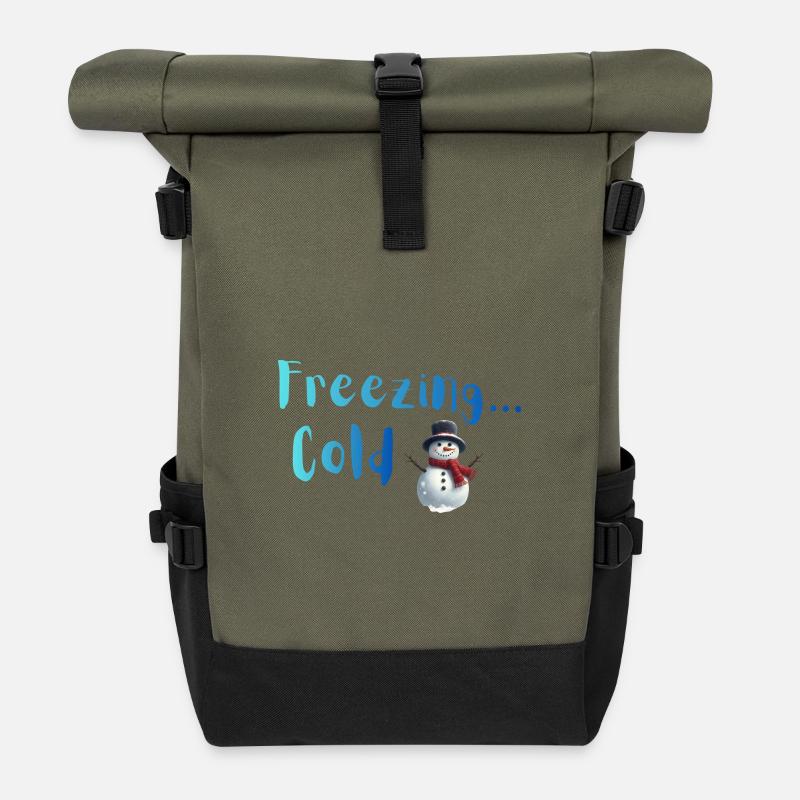 Frozen Winter Snowman - Roll Top Backpack - olive/black