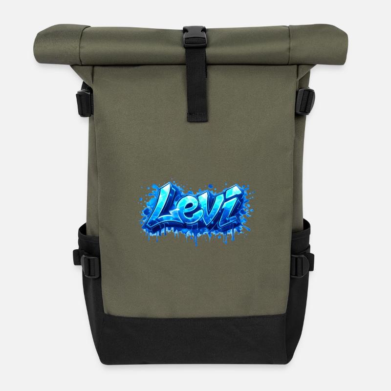 LEVI GRAFFITI NAME FOR PERFECT GIFT PRINTABLE - Roll Top Backpack - olive/black